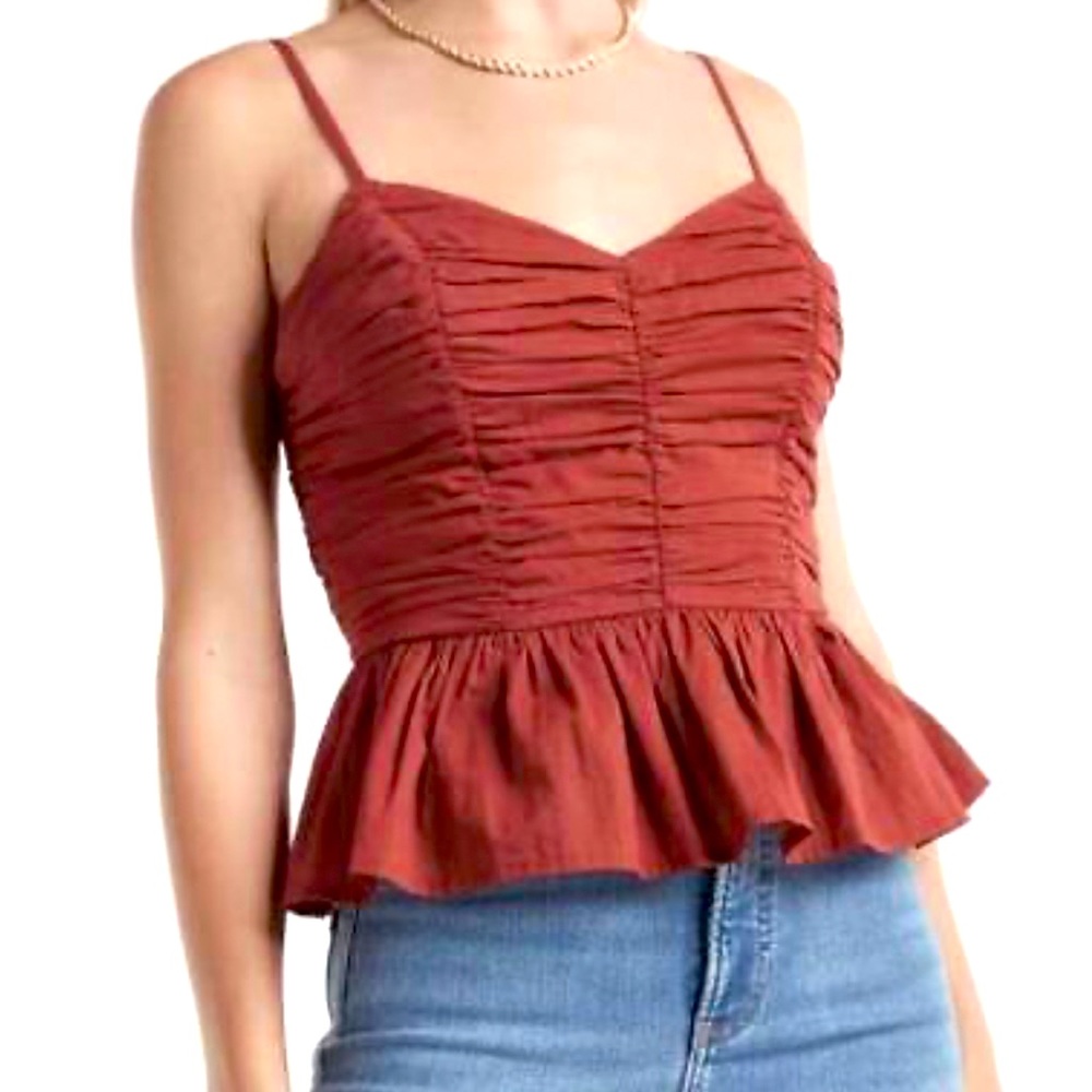 Express Burnt Orange Peplum Top Women’s size L